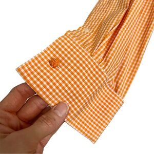 Bachrach Orange Gingham Dress Shirt Mens 18-18.5 34/35 Cotton Button Down
